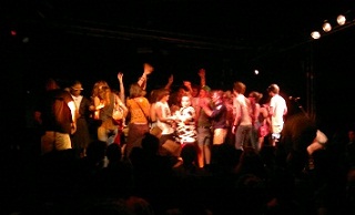 Fans dancing on stage with Santigold and SG1s